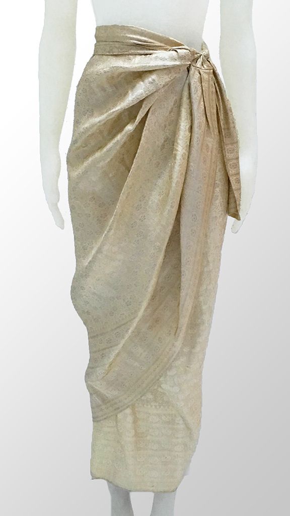 SARI IVORY GOLD SARONG SKIRT – Norma Kamali